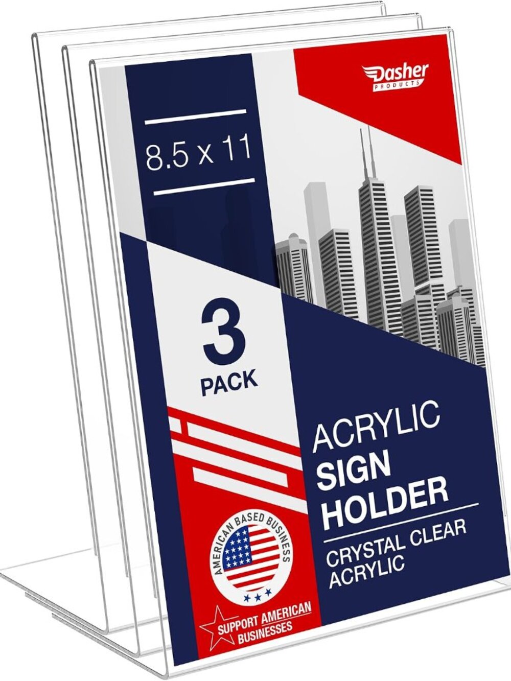 Slant Back Acrylic Sign Holder 8.5 x 11 Inches, Portrait Ad Frame and Flyer Disp